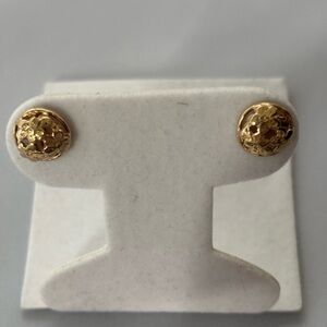 SOLD!   Vintage Ming’s Hawaii Plum Blossom Flower In 14k Solid Gold Earrings